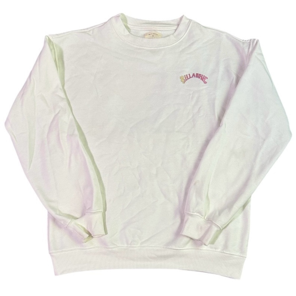 Billabong White Crewneck Sweatshirt with Pink Logo